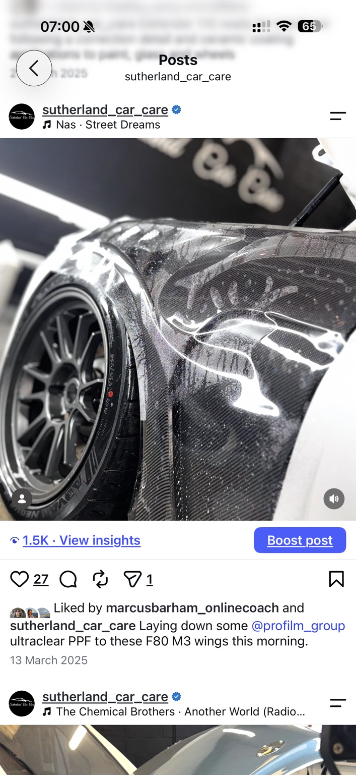 Paint protection film being fitted to a carbon-fibre front wing